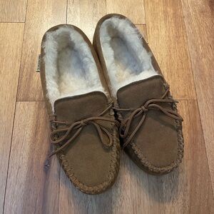 Bearpaw Men's Brown Suede Sheepskin Moccasin II Slippers Size 12